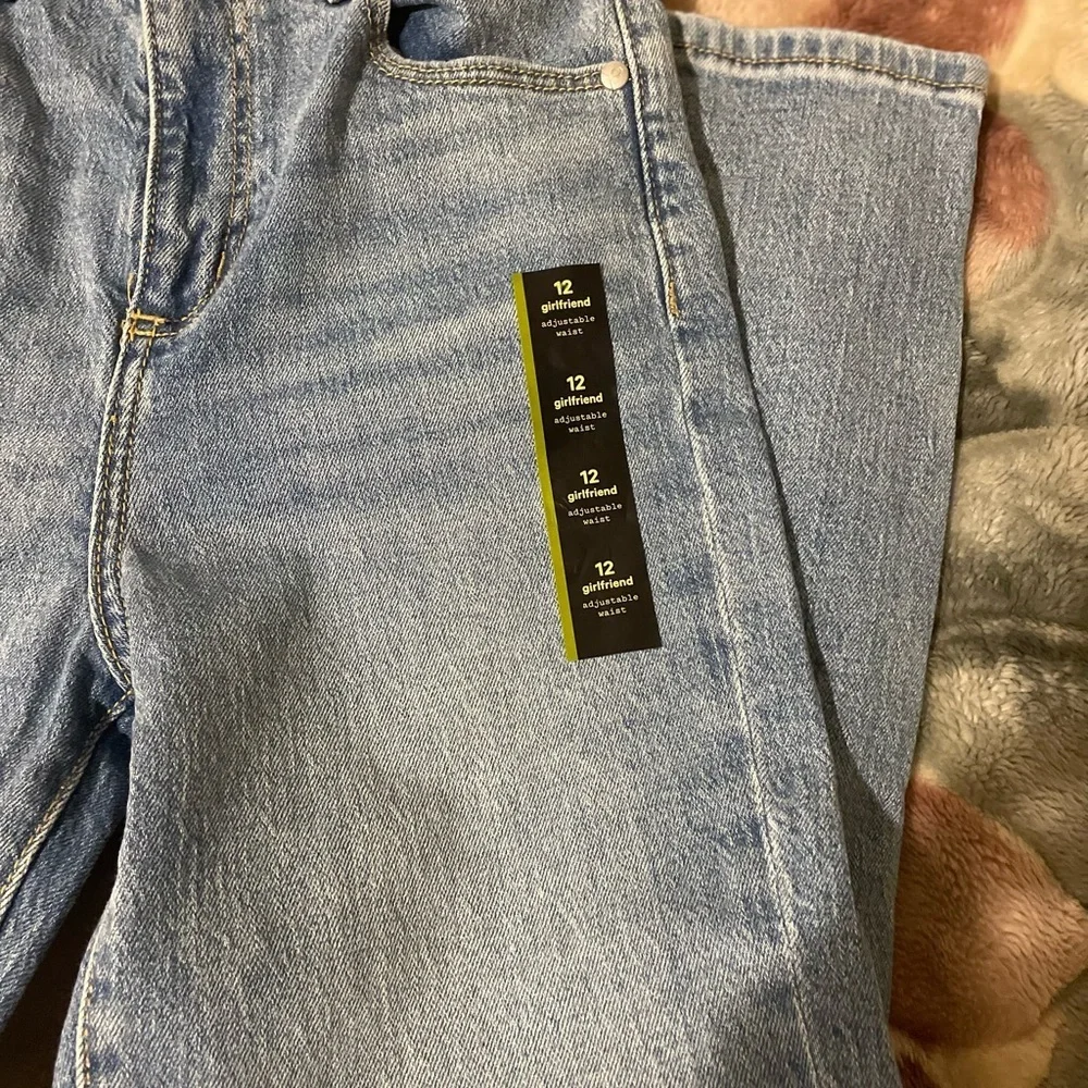 COPY - Girlfriend Jean Distressed  With  Adjustable Waisted